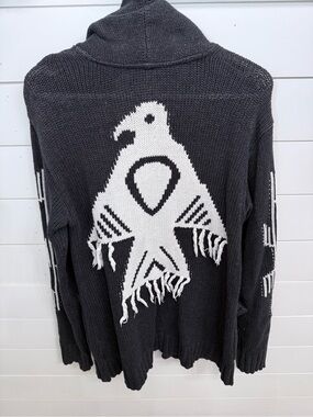Idyllwind Black & White Knit Cardigan with Contrast Motif